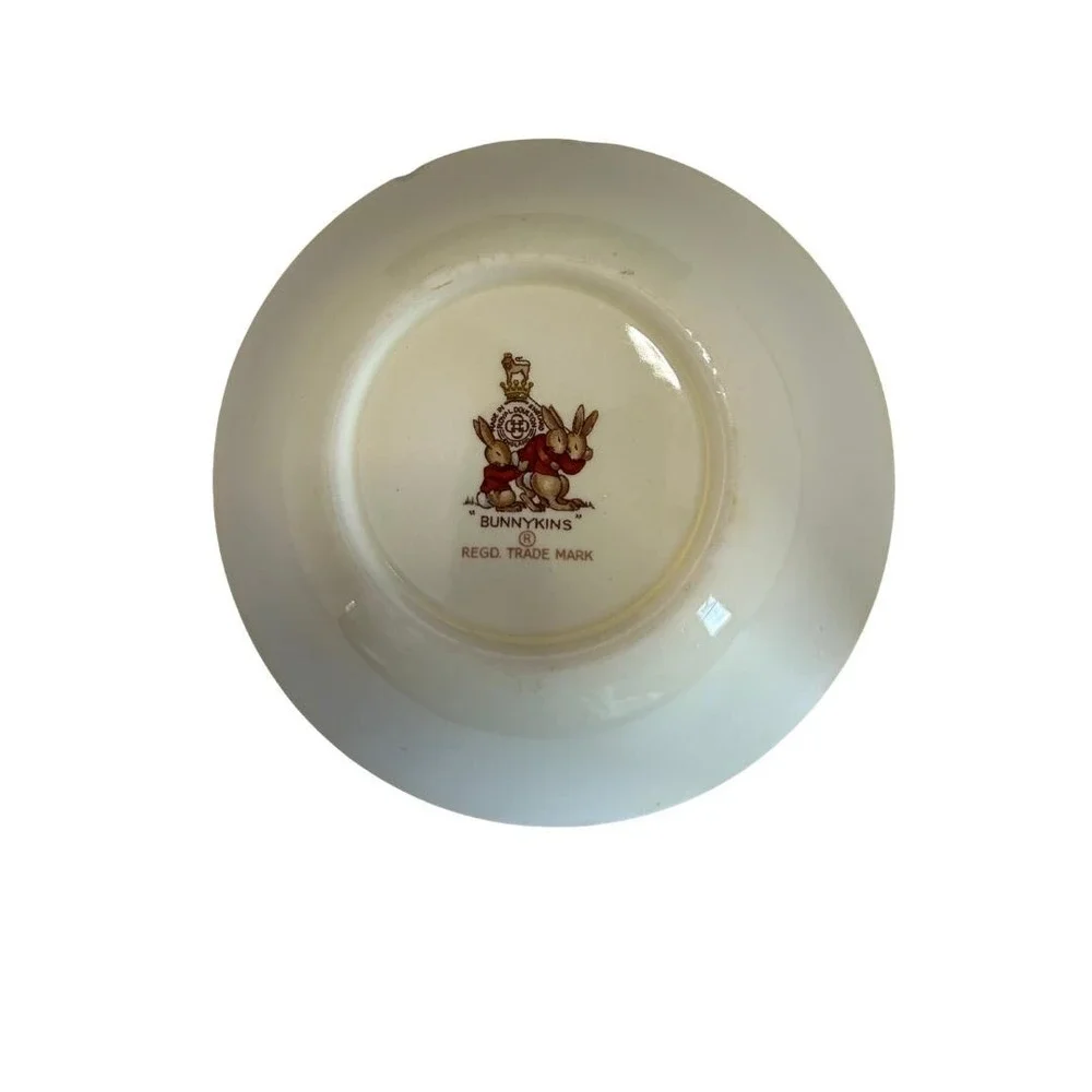 Vintage Bunnykins Bowl & Beatrix Potter Mrs. Rabbit Figurine Set